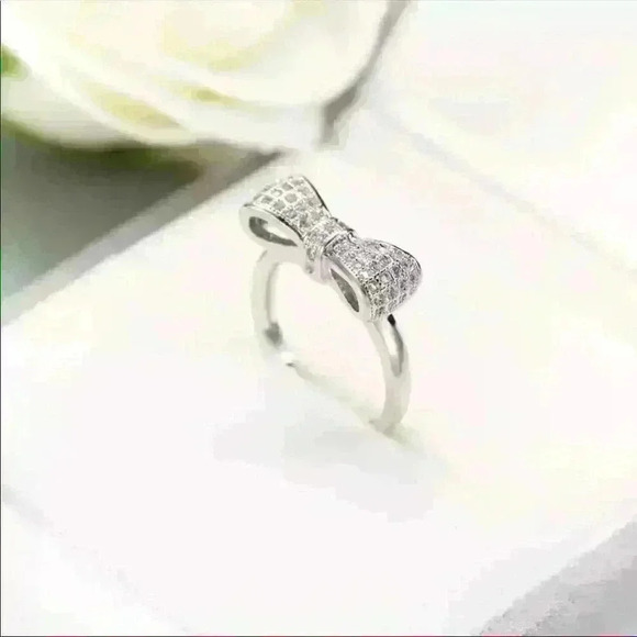 Sterling Silver Diamond Milgrain Bow Ring - Picture 6 of 11